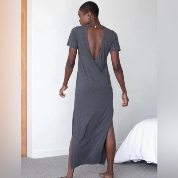 LUNYA Restore Organic Pima Cotton Maxi Dress Medium in Grey - Picture 2 of 7